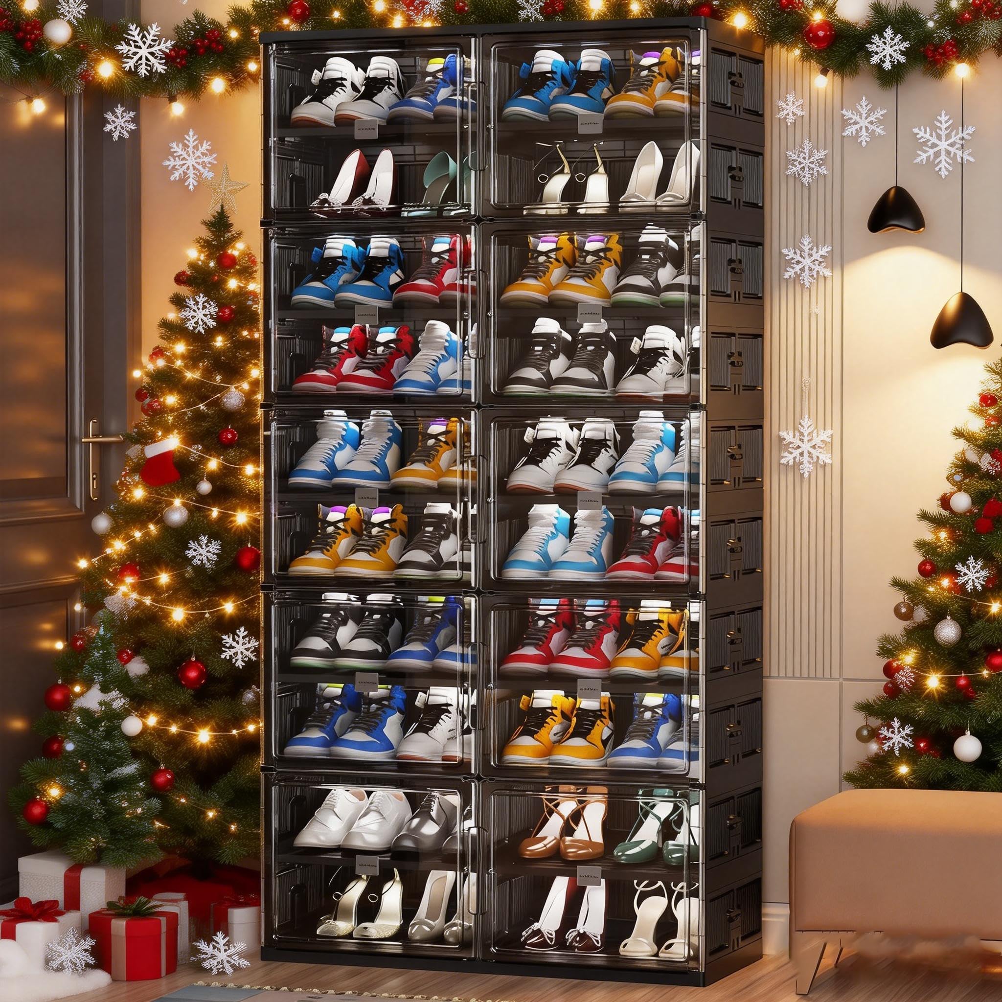 Amazon.com: BROVIEW 10 Tiers 40 Pairs Hard Plastic Shoe Storage